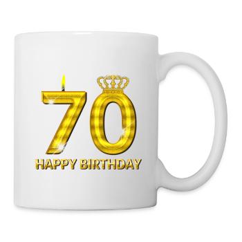 70 - happy birthday - birthday - number gold - Mug - white - Right