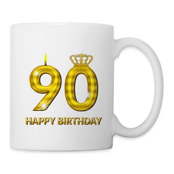 90 - happy birthday - birthday - number gold - Mug - white - Right