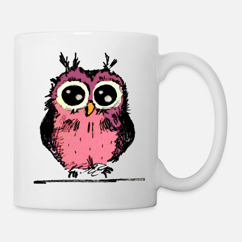 Niedliche rosa Eule - Tasse - Weiß