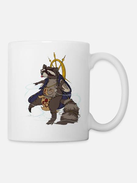 Waschbär Zauberer - Tasse - Weiß