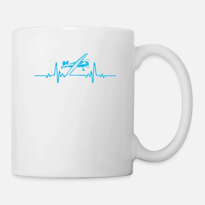 Flugzeug - Pilot - Herzschlag - Tasse - Weiß