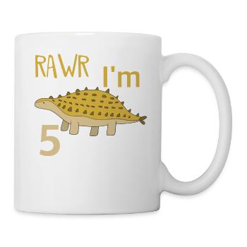 Pour cinq anniversaire pour les gars filles Ankylosaure - Mug blanc - blanc - Droite