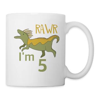 Pour cinq anniversaire pour les gars filles Mosasaur - Mug blanc - blanc - Droite