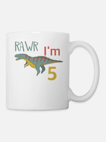 Zum 5 Geburtstag für Jungs Mädchen Ceratosaurus - Tasse - Weiß