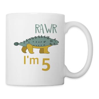 Pour cinq anniversaire pour les gars filles Ankylosaure - Mug blanc - blanc - Droite