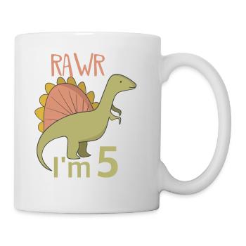 Pour cinq anniversaire pour les gars filles Spinosaurus - Mug blanc - blanc - Droite
