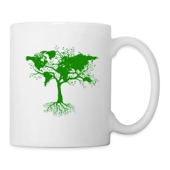 Baum mit Weltkarten grün - Tasse - Weiß - Rechts