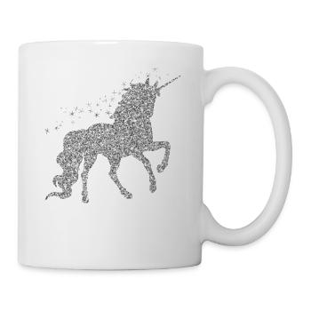 Das silberne glitzer Einhorn - Tasse - Weiß - Rechts