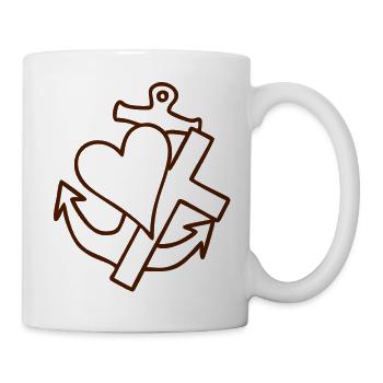 COEUR CROIX ANCRE aperçu - Mug blanc - blanc - Droite
