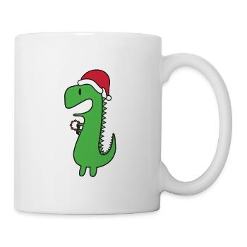 Dinosaurier Weihnachten Shirt - Tasse - Weiß - Rechts