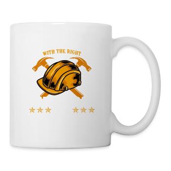 travailleur de la construction marteau - Mug blanc - blanc - Droite