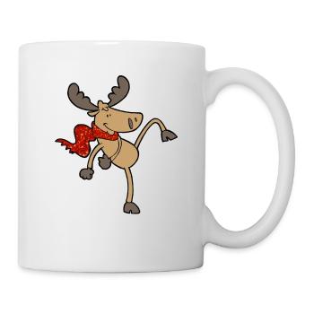 lustig tanzender Elch Rentier - Tasse - Weiß - Rechts