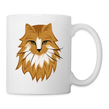 Braune Katze - Tasse - Weiß - Rechts