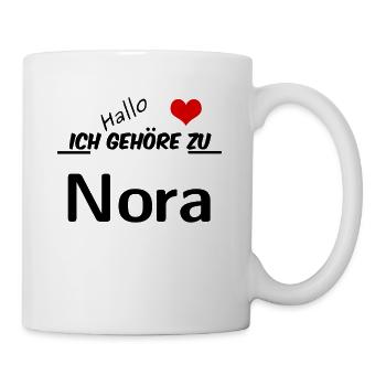 Partner Partnerlook Pärchen Motiv mit Namen Nora - Tasse - Weiß - Rechts