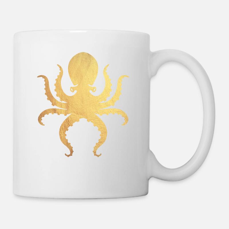 gold Oktopus - Tasse - Weiß