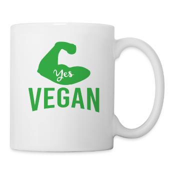 YES VEGAN vegetarian we can now new xmas rev - Mug - white - Right