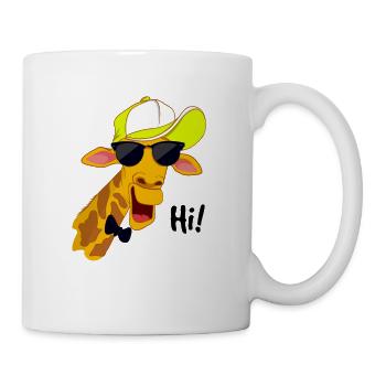 Hipster Giraffe dit Salut! - Chemise fraîche de girafe - Mug blanc - blanc - Droite