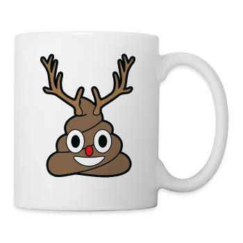 Poop Emoji Reindeer Merry Christmas Holiday Xmas - Mug - white - Right