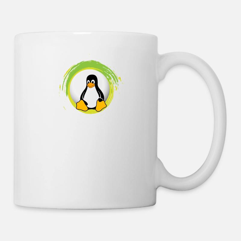 Computer System Penguin Nerd pc inside code admin - Mug blanc - blanc