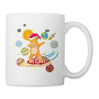 Dabbing cat DAB pizza space gift space - Mug - white - Right
