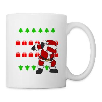 Santa Ugly Sweater Weihnachten Funny Xmas Tupfen - Tasse - Weiß - Rechts