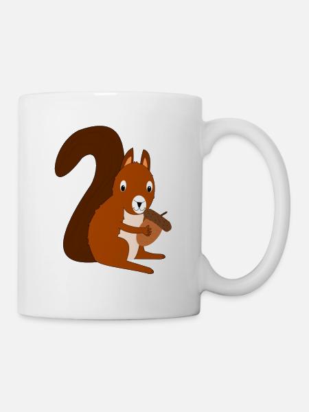 dessin écureuil mignon drôle doux de bande dessinée - Mug blanc - blanc