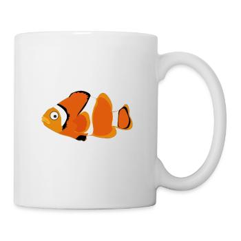 Niedlich Lustig Süß Fisch Comic Zeichnung T-Shirt - Tasse - Weiß - Rechts