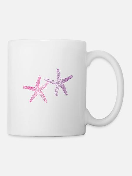Cute Funny Cute Starfish Comic Drawing T-Shirt - Mug - white