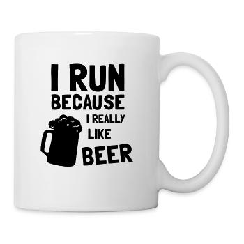 Je cours parce que j'aime vraiment la séance d'entraînement de chemise de bière - Mug blanc - blanc - Droite
