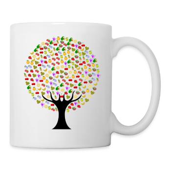 Lebensmittel Baum mit Obst - Tasse - Weiß - Rechts