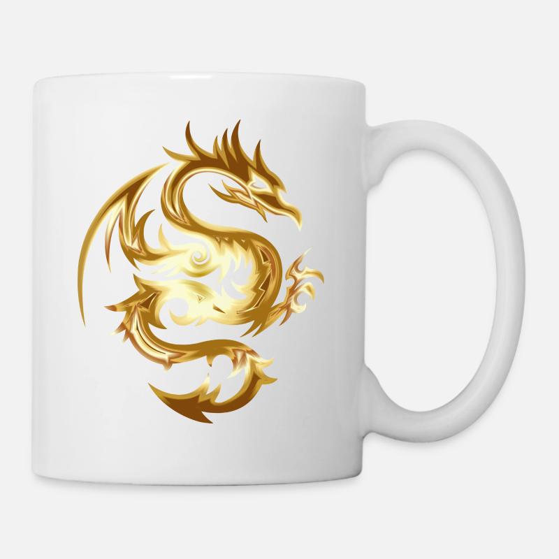 Goldener Drache - Tasse - Weiß