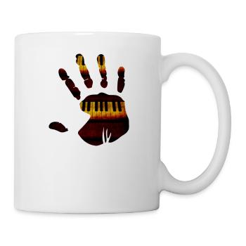 Handprint piano keyboard shirt - Mug - white - Right