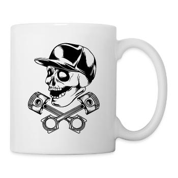 Skull piston Kolben Totenkopf Cap - Tasse - Weiß - Rechts