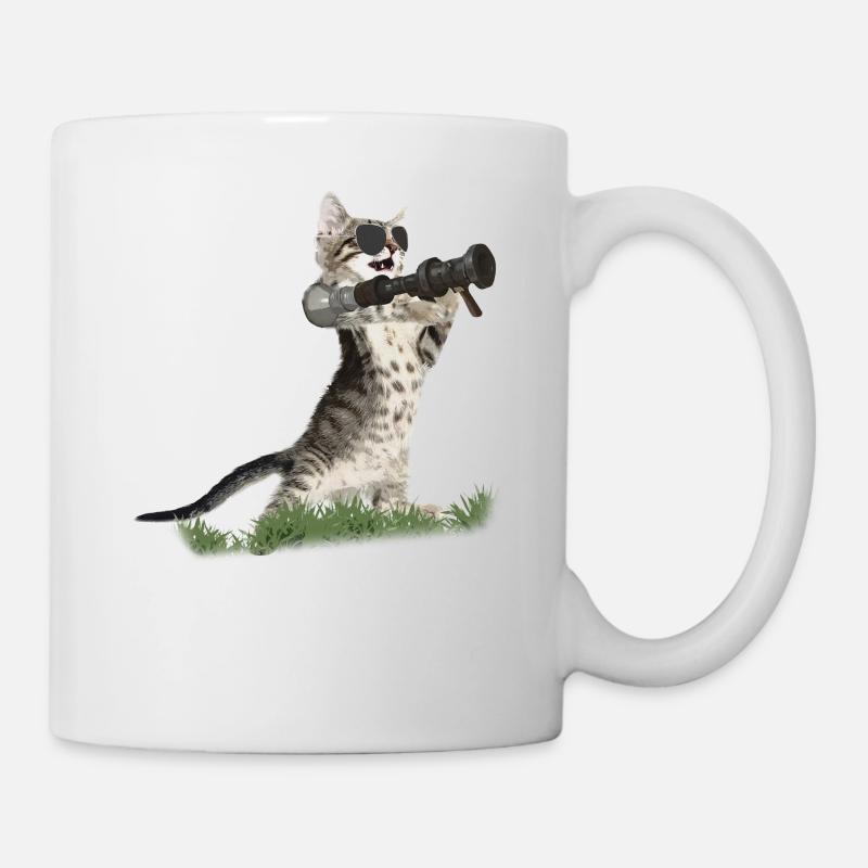 Bazooka Cat - Cool Cat avec des lunettes de soleil d'aviateur - Mug blanc - blanc