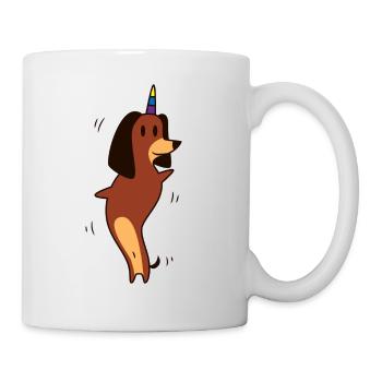 Dackel Tanzen Einhorn Hunde Geschenk witzig Gay - Tasse - Weiß - Rechts