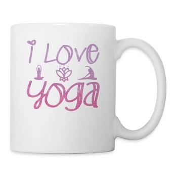 Ich liebe Yoga Geschenk Namaste Shanti Herz Joga - Tasse - Weiß - Rechts