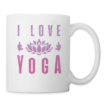 Ich liebe Yoga Geschenk Namaste Shanti Herz Joga - Tasse - Weiß - Rechts