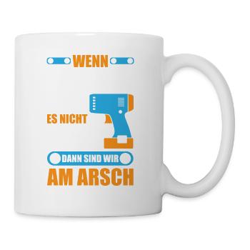Michael reparieren Bohrmaschine Geschenk - Tasse - Weiß - Rechts