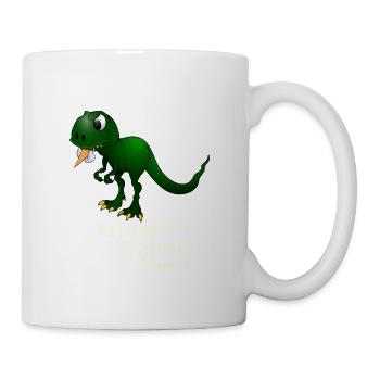 Dino T-Rex frisst ein Einhorn lustiges Geschenk - Tasse - Weiß - Rechts