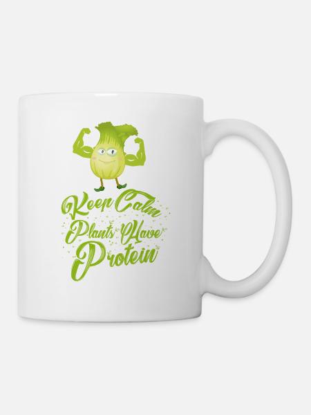 Keep Calm - Plants ont protéines - Vegan Shirt - Mug blanc - blanc