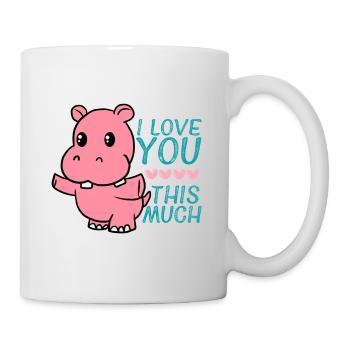 Ich liebe dich dieses viel niedliche Nilpferd Hug Valentine - Tasse - Weiß - Rechts