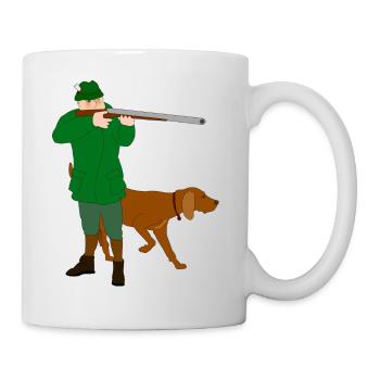Jäger mit Hund - Tasse - Weiß - Rechts