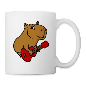 Capybara Playing Guitar Rock Guitarist Cartoon - Mug - white - Right