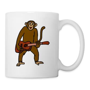 Monkey Playing Guitar Rock Guitarist Cartoon - Mug - white - Right