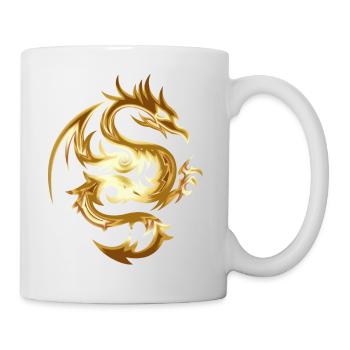 Goldener Chinesischer Drache Geschenk Idee - Tasse - Weiß - Rechts