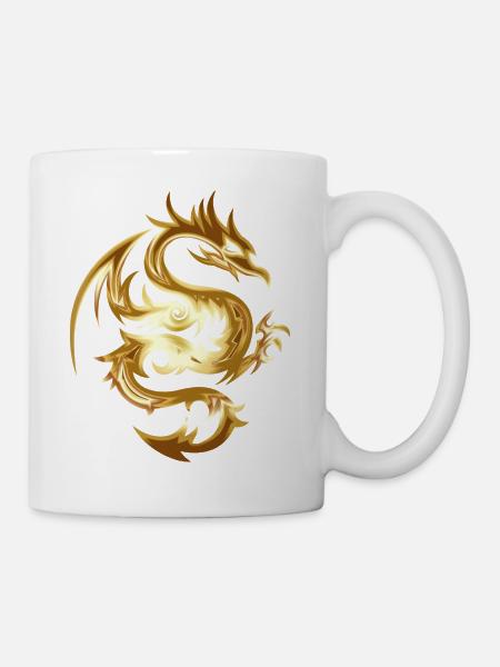 Golden Chinese Dragon Gift Idea - Mug - white