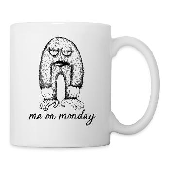me on monday | Ich am Montag | lustiges Geschenk - Tasse - Weiß - Rechts