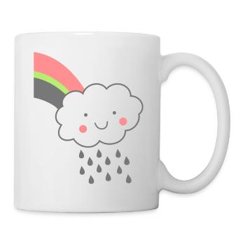 Wolke Regen Regenbogen farbig Geschenk Comic - Mug - white - Right