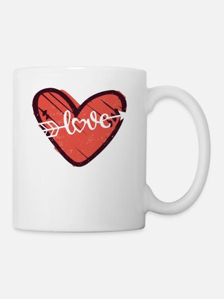 Shop Heart Icon Cupid Arrows Design - Tasse - Weiß