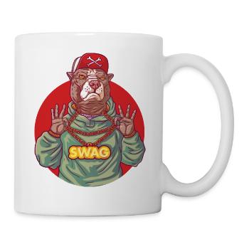 Gangster Pitbull mit Swag - Tasse - Weiß - Rechts